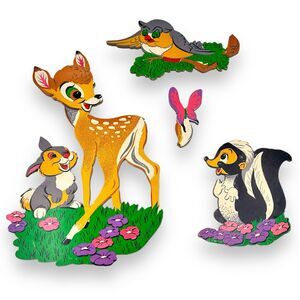 Vintage Disney Bambi Wall Hanging Die Cut Pin Ups Decor Nursery Kitsch